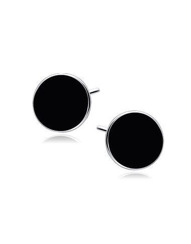 Srebrne  kolczyki pr.925 czarne emaliowane kółeczka