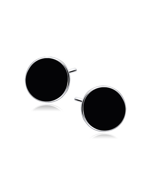 Srebrne  kolczyki pr.925 czarne emaliowane kółeczka