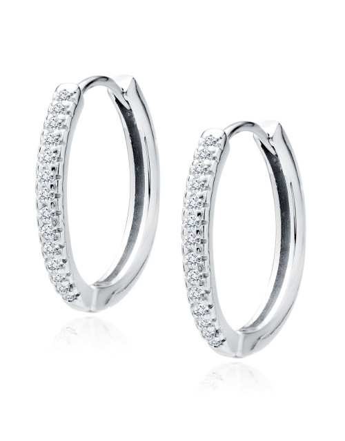 Srebrne kolczyki pr.925 kółka z białymi cyrkoniami.