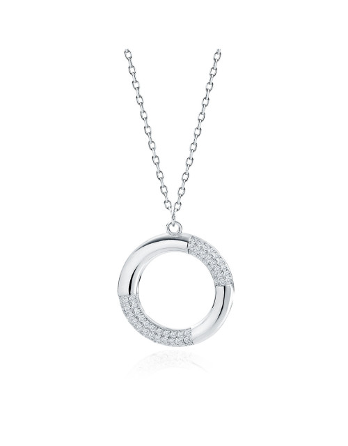 Srebrny naszyjnik pr.925 z kółko z białymi cyrkoniami.