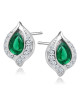 Srebrne, delikatne kolczyki pr.925 - szmaragdowa kropla w cyrkoniach