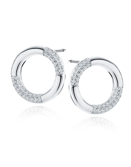 Srebrne kolczyki pr.925 koła z białymi cyrkoniami