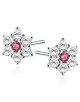 Srebrne kolczyki pr.925 kwiatuszki z rubinową cyrkonią