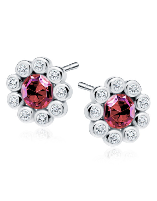 Srebrne kolczyki pr.925 z różową cyrkonią