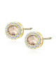 Srebrne pr.925 pozłacane okrągłe kolczyki z szampańską cyrkonią