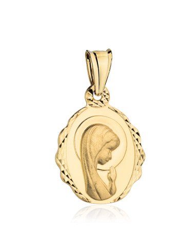 Medalik złoty Matka Boska modląca się z delikatnym diamentowaniem (Gramatura: 1.29)