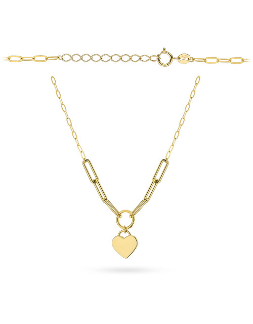 Naszyjnik złoty z ogniwami i wiszącym sercem (Gramatura: 4.65)