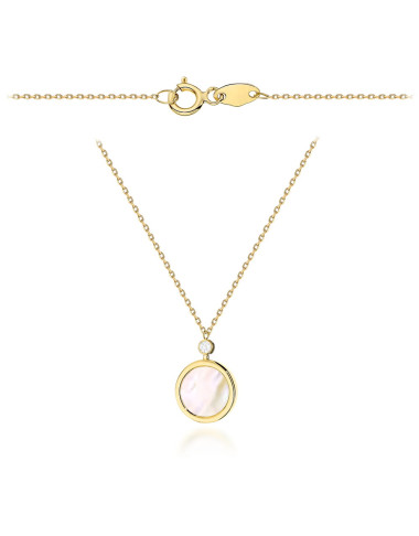 Naszyjnik złoty kółko z masą perłową i cyrkonią (Gramatura: 1.97)