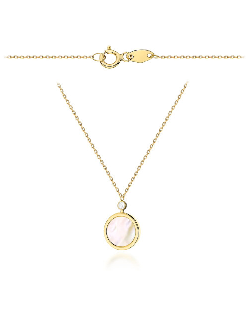 Naszyjnik złoty kółko z masą perłową i cyrkonią (Gramatura: 1.97)