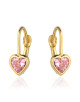 Kolczyki złoty kontur serca i różowy kamień (Gramatura: 1.40)