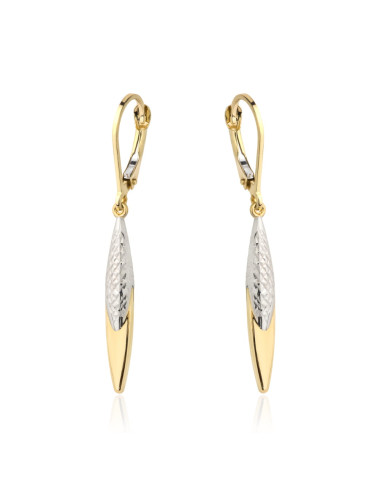 Kolczyki złota łezka zdobiona białym złotem (Gramatura: 1.64)