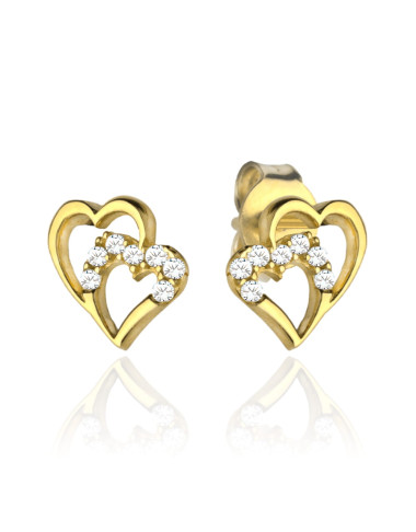Kolczyki złote splecione serca i cyrkonie (Gramatura: 0.82)