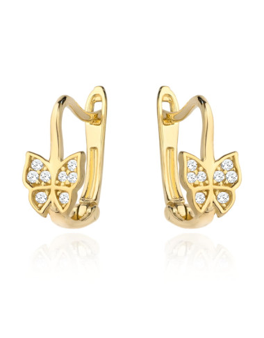 Kolczyki złoty motylek z cyrkoniami na zapięciu angielskim (Gramatura: 1.22)