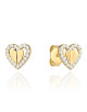 Kolczyki złote wypukłe serce otoczone sercem z cyrkonii (Gramatura: 1.02)