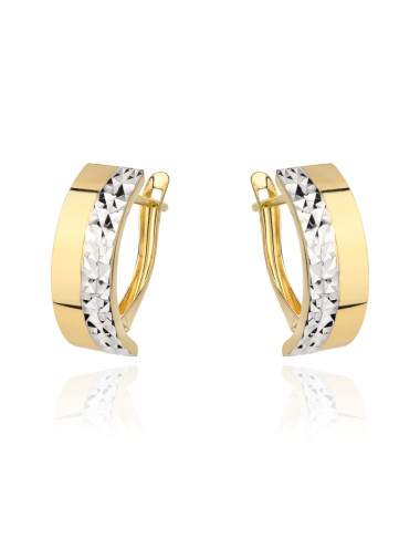Kolczyki złote zdobione białym złotem i diamentowaniem (Gramatura: 1.74)