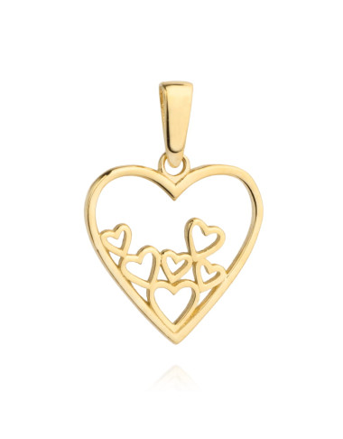 Zawieszka złote serce z sześcioma serduszkami w środku (Gramatura: 0.56)
