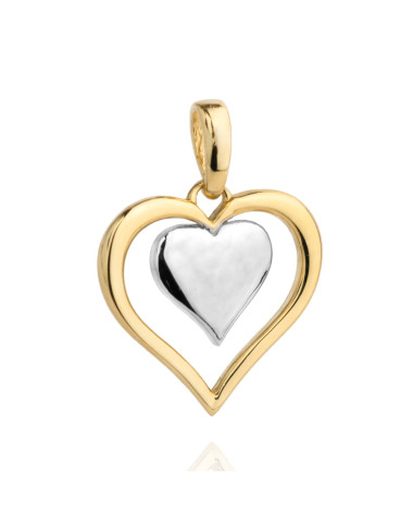 Zawieszka złote serce z serduszkiem z białego złota w środku (Gramatura: 0.84)