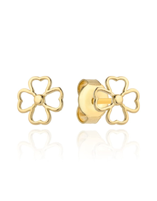 Kolczyki złote czterolistne koniczynki kontur (Gramatura: 0.67)