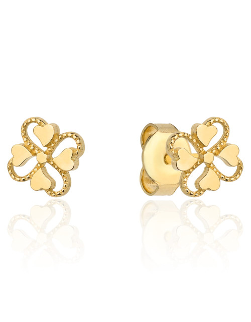 Kolczyki złote koniczynki i serduszka (Gramatura: 0.98)