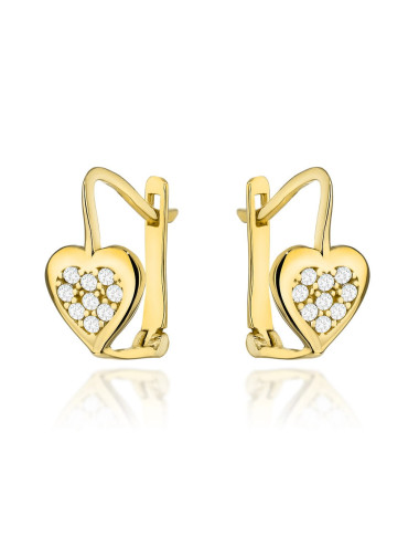 Kolczyki złote serca z cyrkoniami (Gramatura: 1.07)