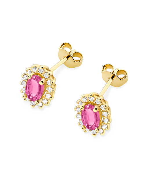 KOLCZYKI K0514, RÓŻOWY TOPAZ 1,0ct