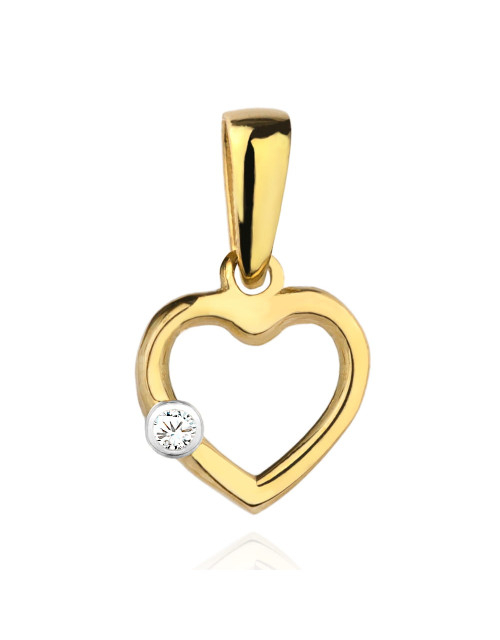 Zawieszka złota serduszko z cyrkonią z boku (Gramatura: 0.34)