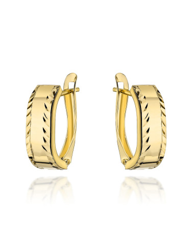 Kolczyki złote zaokrąglone z diamentowanymi brzegami (Gramatura: 1.47)