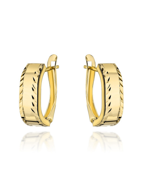 Kolczyki złote zaokrąglone z diamentowanymi brzegami (Gramatura: 1.47)