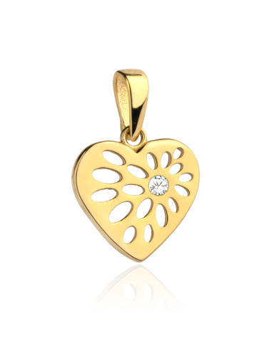 Zawieszka złota wzorzyste serduszko z cyrkonią (Gramatura: 0.65)