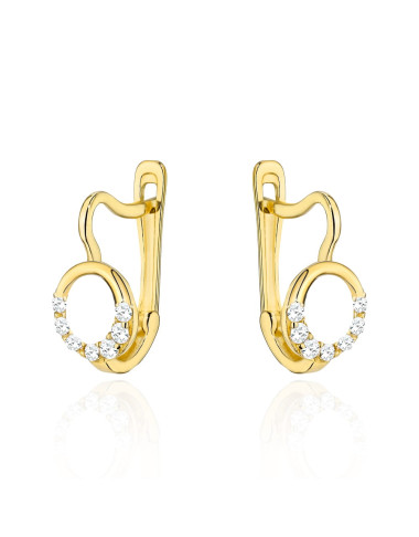 Kolczyki złote kółeczka z cyrkoniami na dole (Gramatura: 1.05)