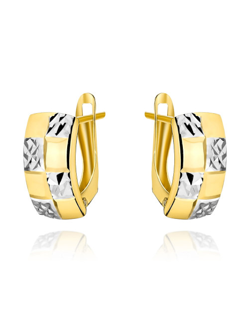 Kolczyki złote z diamentowanymi kwadratami (Gramatura: 1.33)