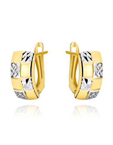 Kolczyki złote z diamentowanymi kwadratami (Gramatura: 1.35)