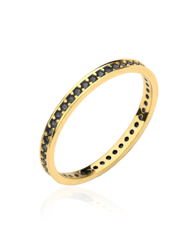 Pierścionek złoty wysadzany czarnymi kamieniami pr. 585 (Rozmiar: 14 pr. 585 Gramatura: 1.11)