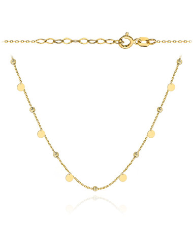 Naszyjnik złoty pełne kółka i diamentowane kulki 47+3 cm (Gramatura: 1.61)