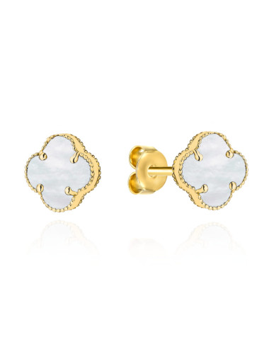 Kolczyki złote koniczynki z masą perłową 8mm (Gramatura: 2.28)