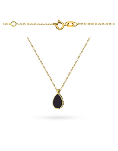Naszyjnik złoty łezka z kamieniem agat (Gramatura: 1.40)