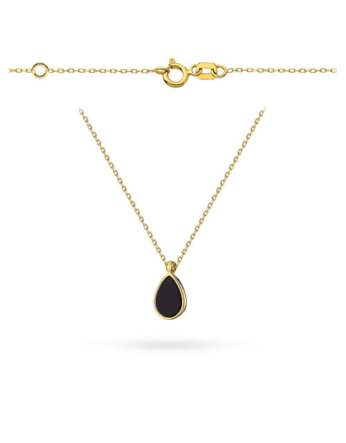 Naszyjnik złoty łezka z kamieniem agat (Gramatura: 1.40)