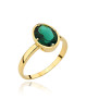 Pierścionek złoty z kolekcji "COLORFUL STONE" - zielony kwarc owal (Rozmiar: 19 pr. 585 Gramatura: 2.82)