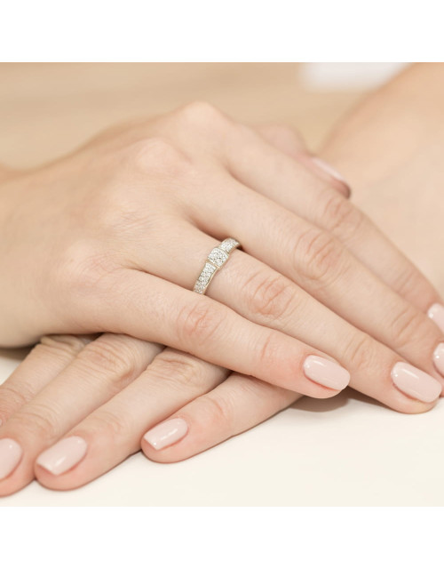 Pierscionek W297-CZARNE BRYLANTY