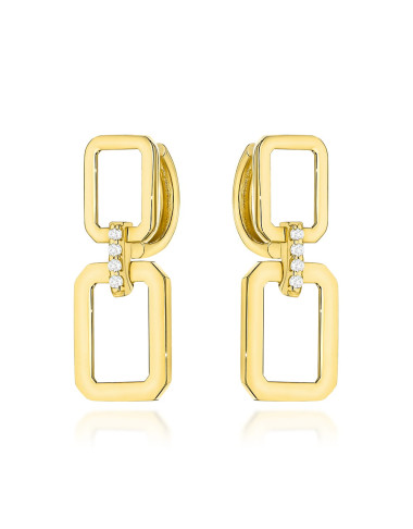 Kolczyki złote prostokąty z cyrkoniami na kreolu (Gramatura: 2.21)