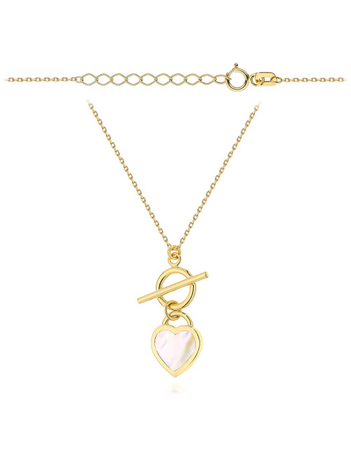 Naszyjnik złoty serce i masa perłowa (Gramatura: 2.49)