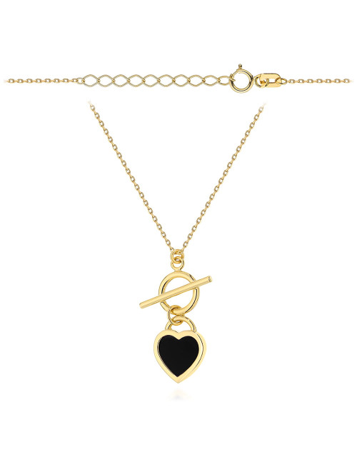 Naszyjnik złoty serduszko z czarnym kamieniem (Gramatura: 2.47)