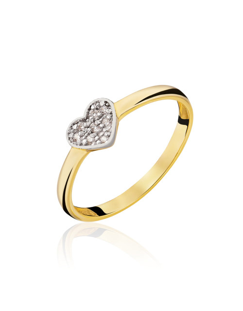 Pierścionek złoty z sercem z cyrkonii (Rozmiar: 19 pr. 585 Gramatura: 1.15)