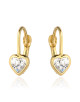 Kolczyki złoty kontur serca i biały kamień (Gramatura: 1.39)