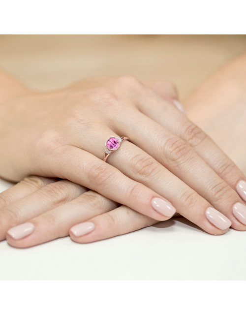 Pierscionek W0040-TOPAZ ROZOWY