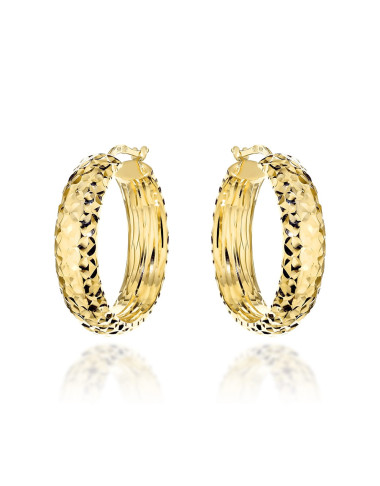 Kolczyki złote koła diamentowane z szeroką szyną (Gramatura: 4.95)