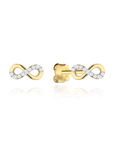 Kolczyki złote znaki nieskończoności zdobione cyrkoniami (Gramatura: 0.87)