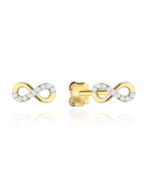 Kolczyki złote znaki nieskończoności zdobione cyrkoniami (Gramatura: 0.87)