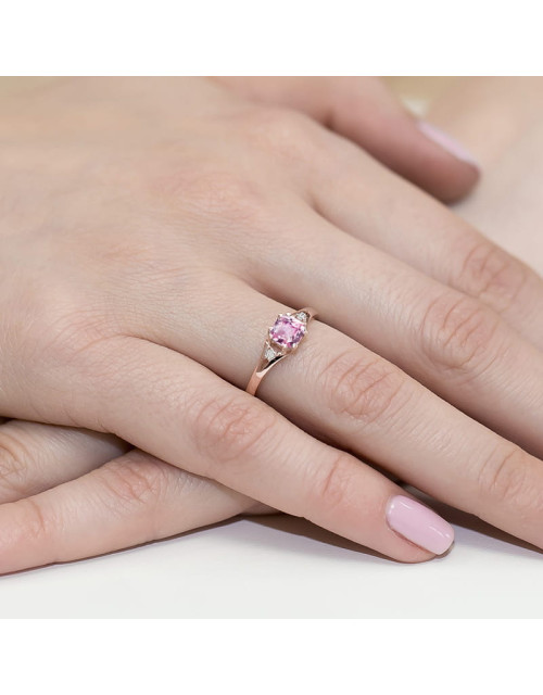 Pierscionek W0044- RÓŻOWY TOPAZ