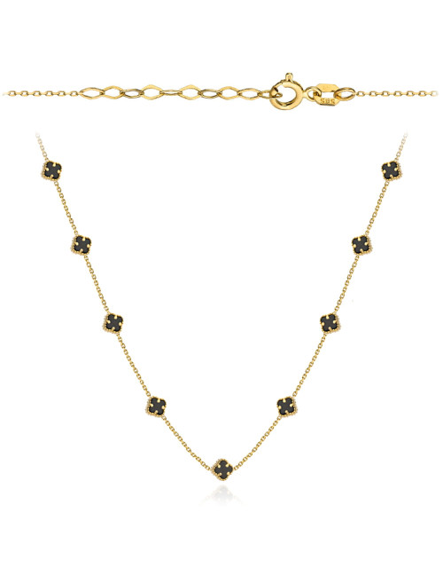 Naszyjnik złoty z czarnymi koniczynkami (Gramatura: 3.43)